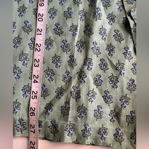 Pure Jill Linen Tunic Size Small Green Tomato Artisan Floral Sleeveless Top - Picture 7 of 8